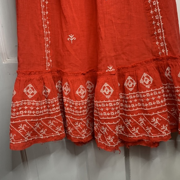 Intimately Free People Ironworks flounce orange boho smocked dress W-736 Sz XS - Picture 6 of 11